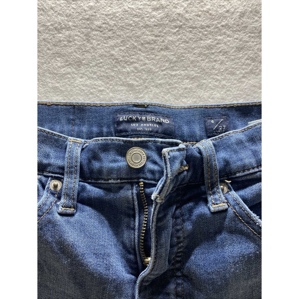Lucky Brand Jeans Womens 4/27 Blue Distressed Ava Skinny Ankle Stretch Med Denim - Picture 4 of 11